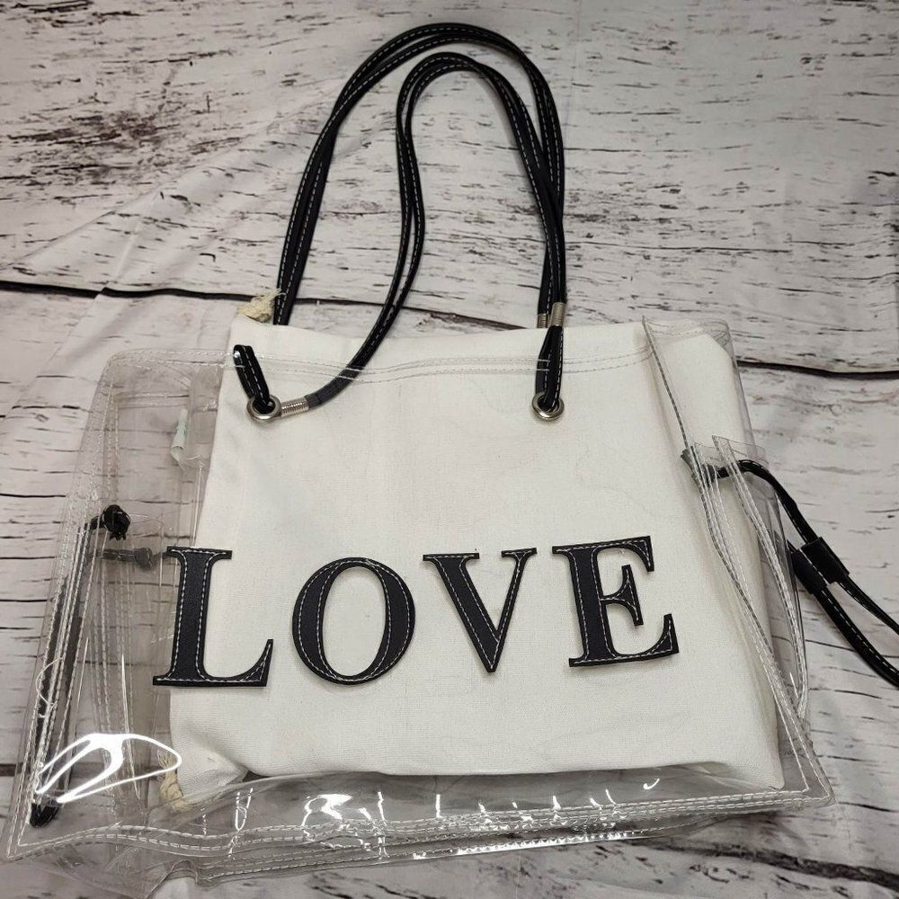 NWOT Large love jelly transparent shoulder tote bag